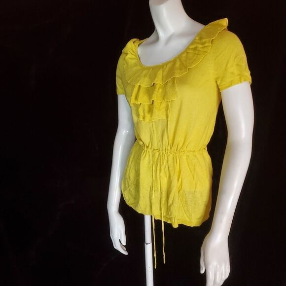 Calvin Klein Yellow Ruffle Blouse (PS) - Picture 2 of 6